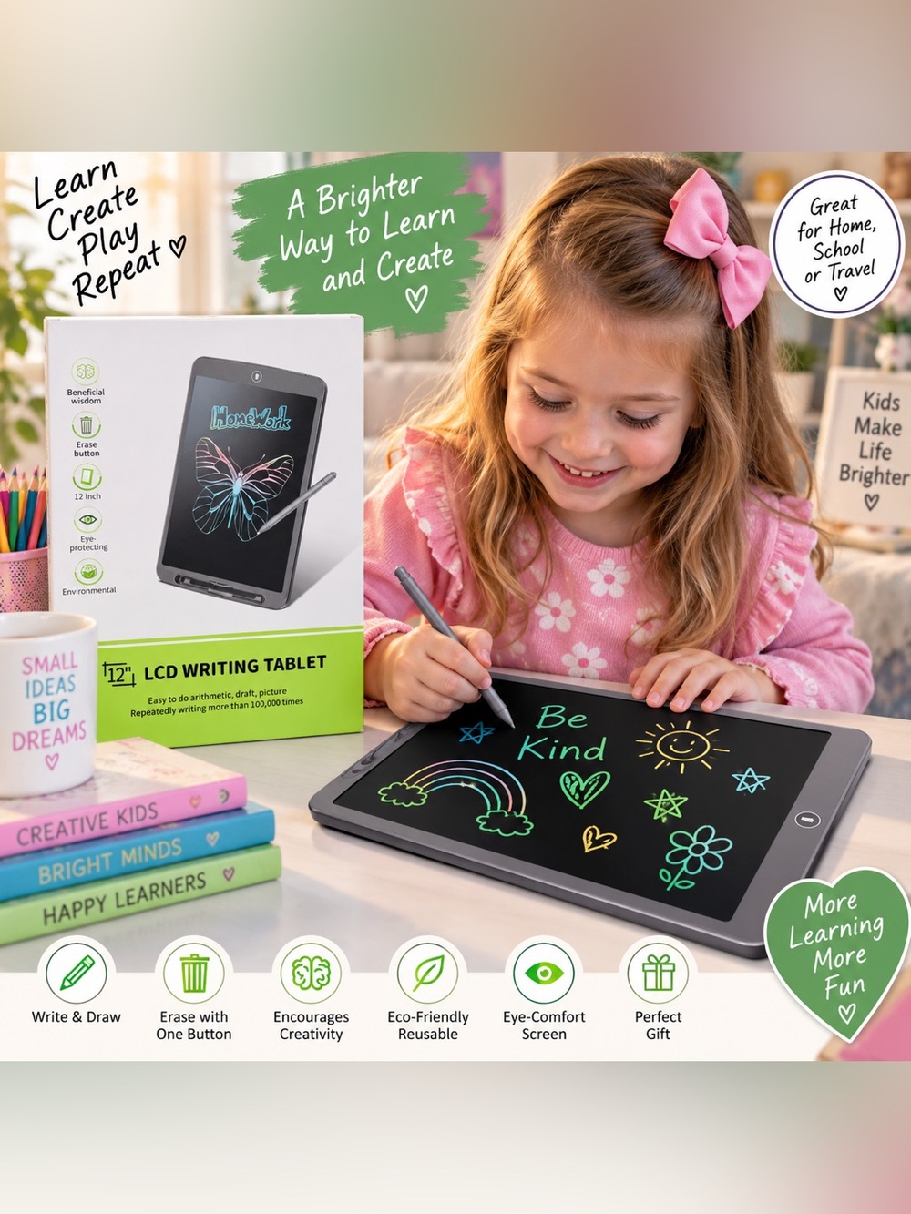LCD Writing Tablet for Kids – Gray - Unbranded